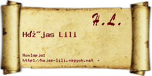 Héjas Lili névjegykártya
